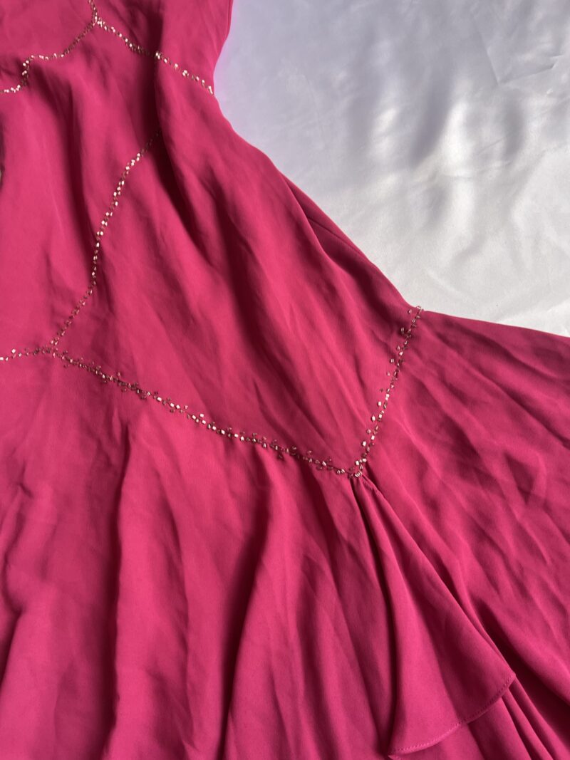 adorable long pink asymmetrical dress - Imagen 4